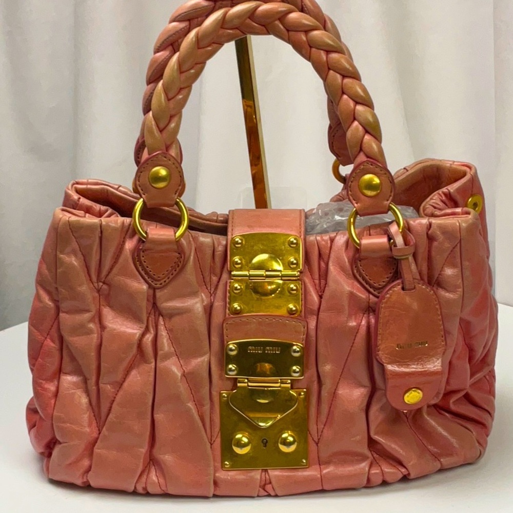 MIU miu  Materasse Hand Bag Leather Pink